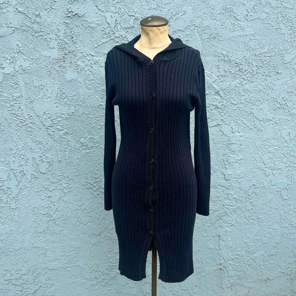 Y2k Ribbed Cardigan Small Duster Sweater - Picture 6 of 8